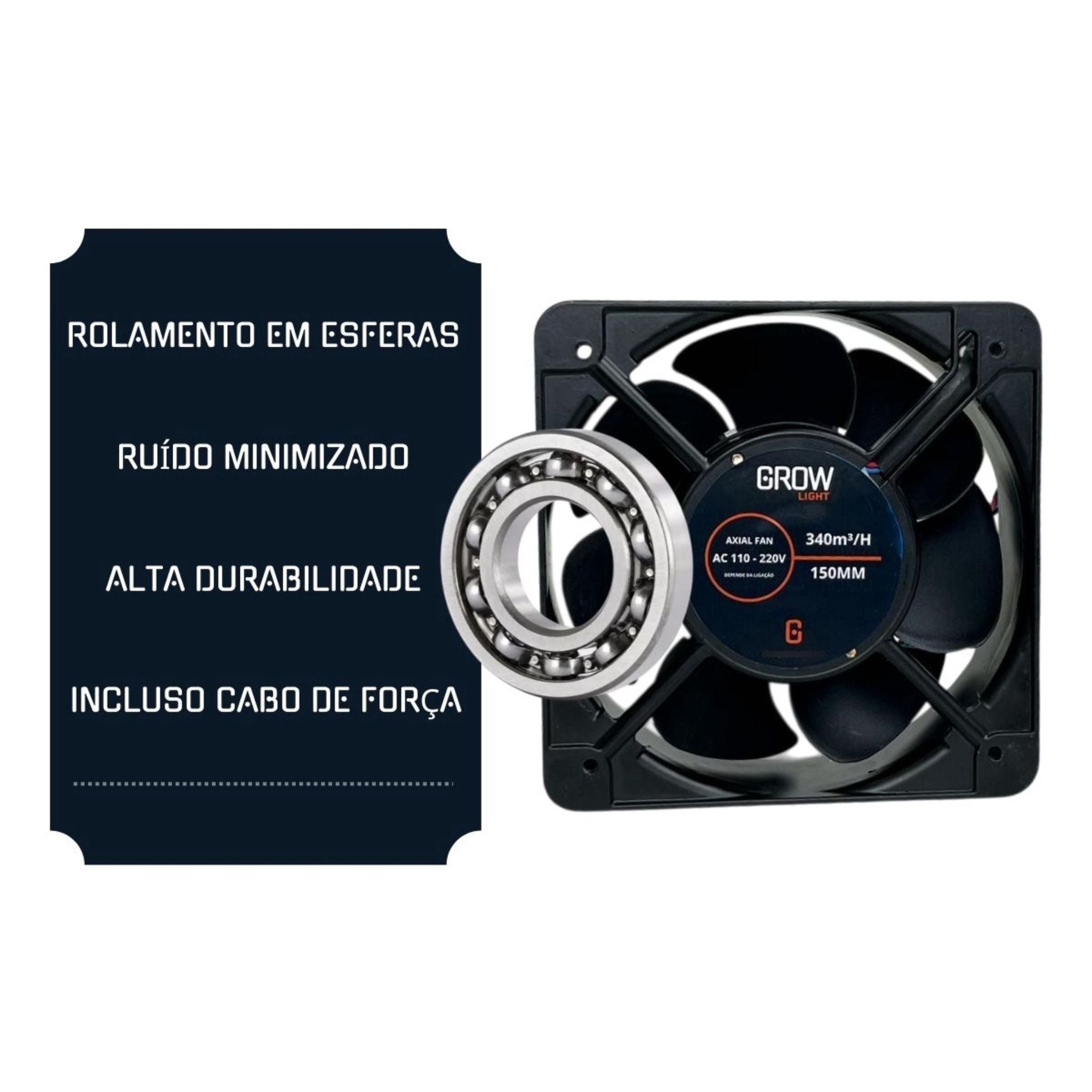 Exaustor 150mm Vazão 341m3/h - GrowLight