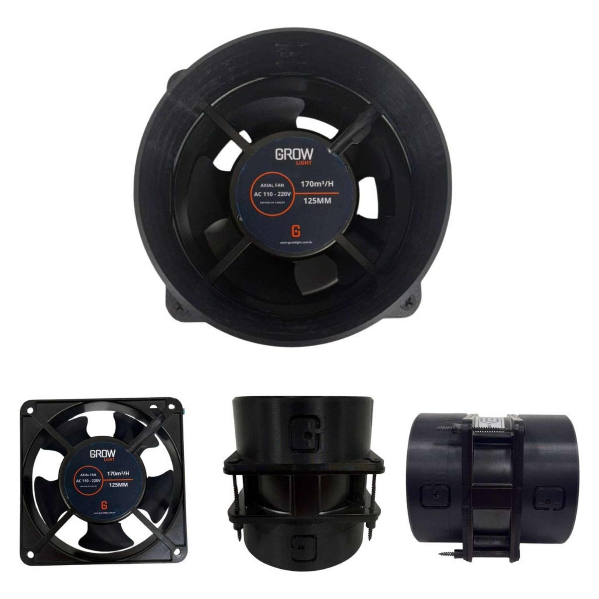 Exaustor 125mm Vazão 170m3/h  - GrowLight