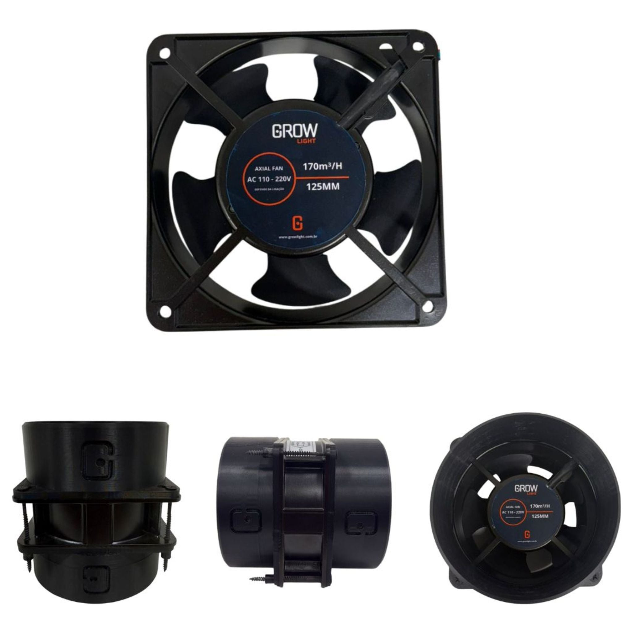Exaustor 125mm Vazão 170m3/h  - GrowLight
