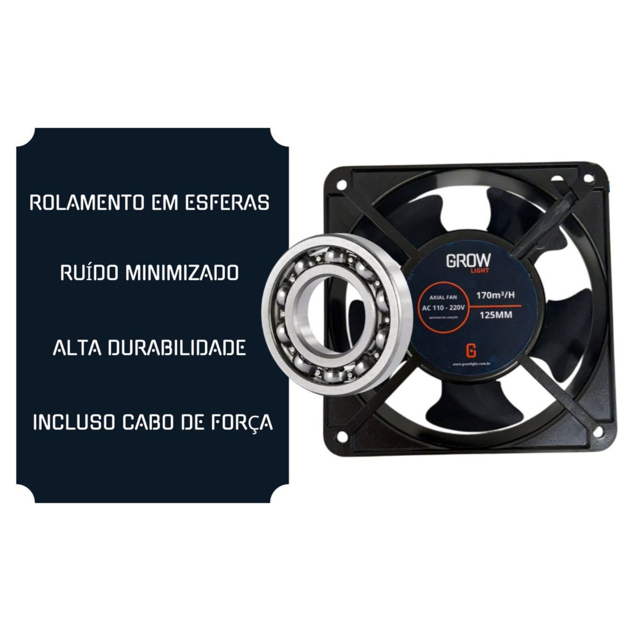 Exaustor 125mm Vazão 170m3/h  - GrowLight