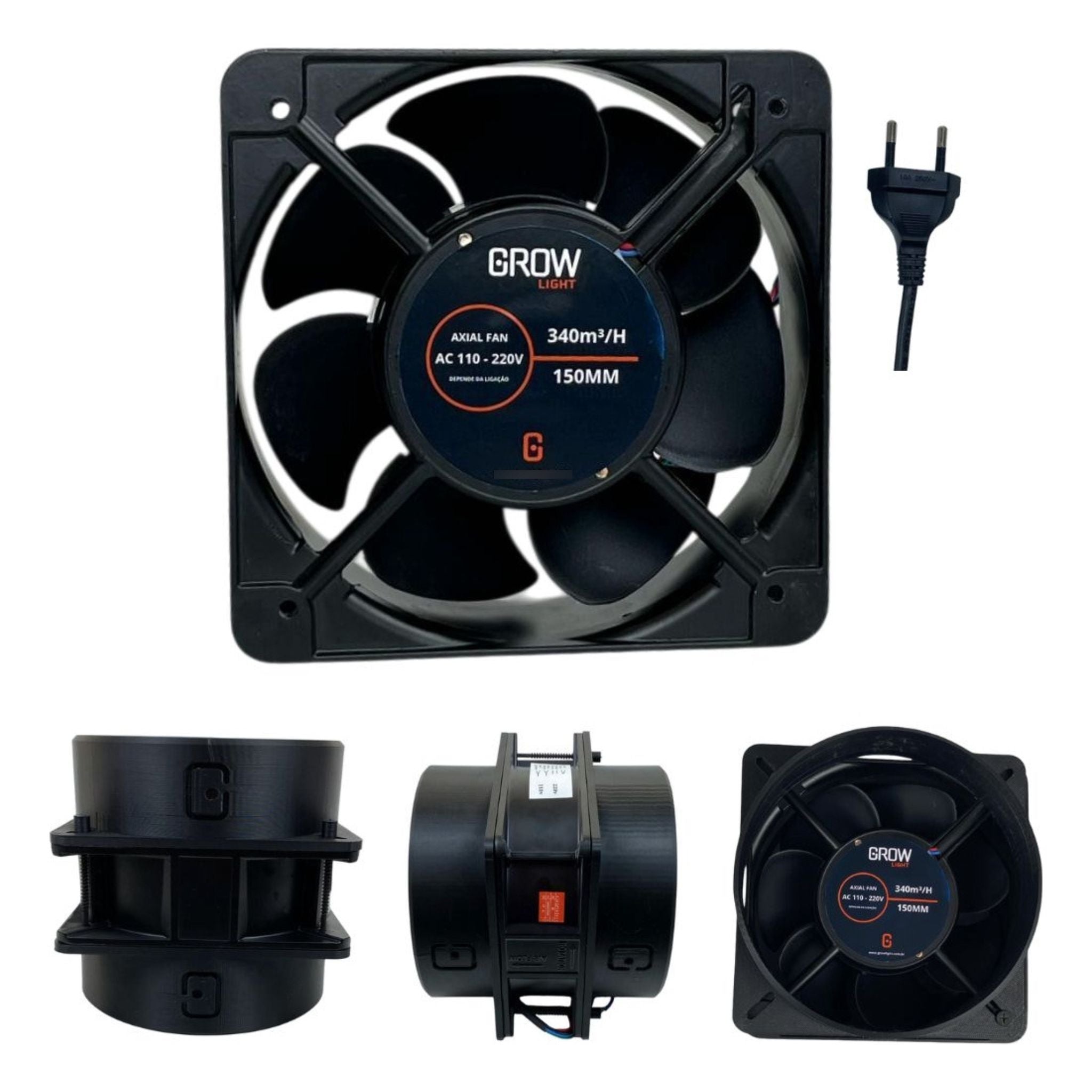 Exaustor 150mm Vazão 341m3/h - GrowLight